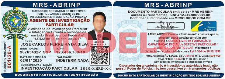 carteira azul curso Agente de Investigação particular Mato Grosso