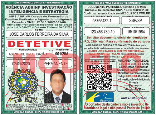 carteira verde curso Agente de Investigação particular Mato Grosso