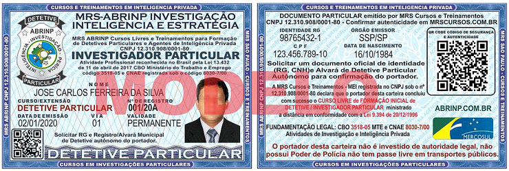 carteira azul curso detetive particular Mato Grosso