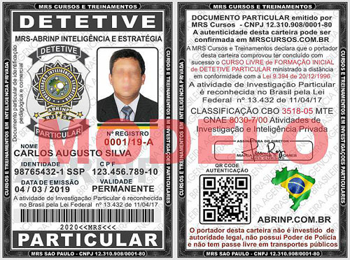 carteira branca curso detetive particular Mato Grosso