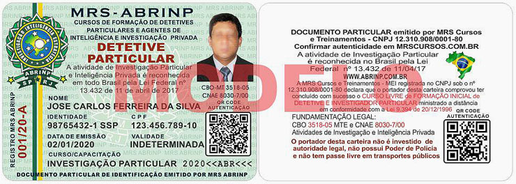 carteira detetive particular Mato Grosso