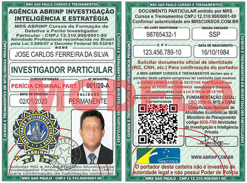carteira azul curso Perito Criminal Particular Mato Grosso