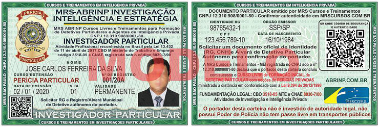 carteira azul curso Perito Investigador Particular Mato Grosso